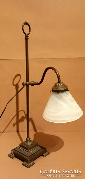 Art Nouveau bronze bank lamp table lamp. Adjustable.