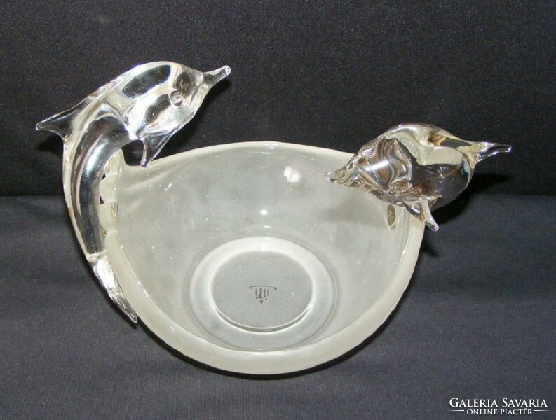 Partylite dolphin glass candle holder, bowl, decoration