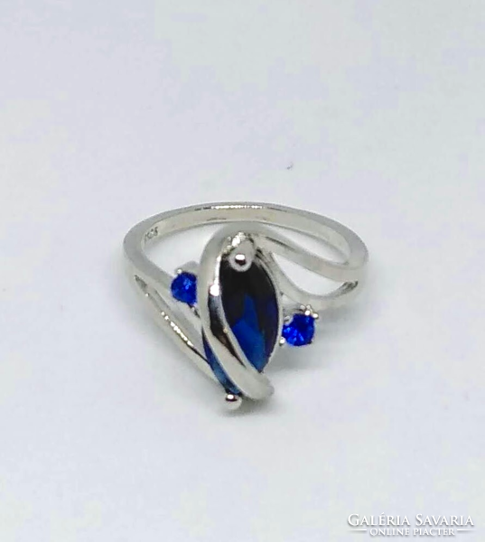 925-S filled silver ring (sf), with blue cz crystals