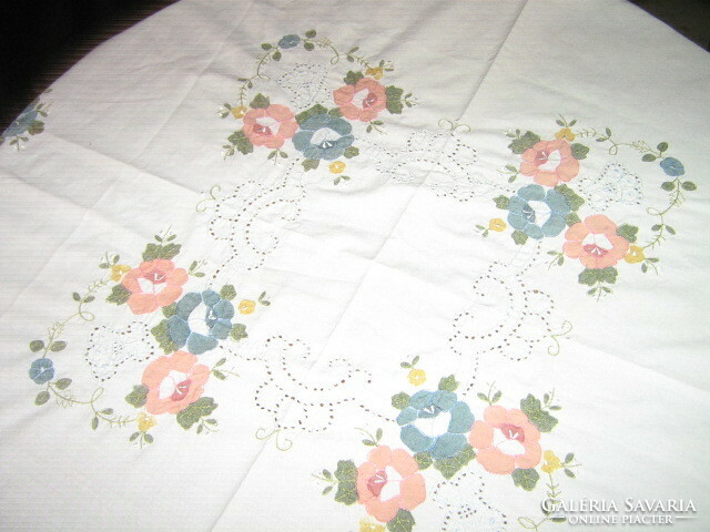 Beautiful vintage rosy tablecloth