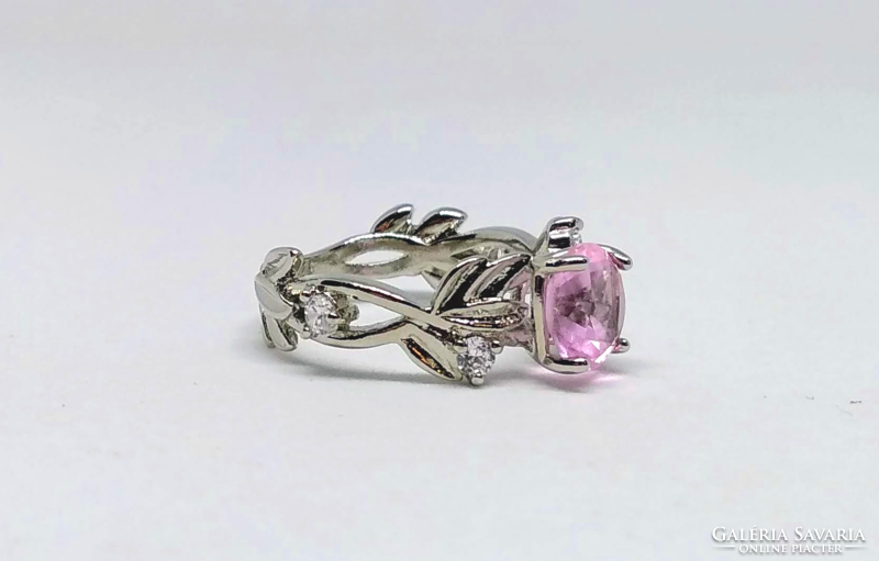 925-S filled silver ring with pink topaz stone size: 7/54 (151)