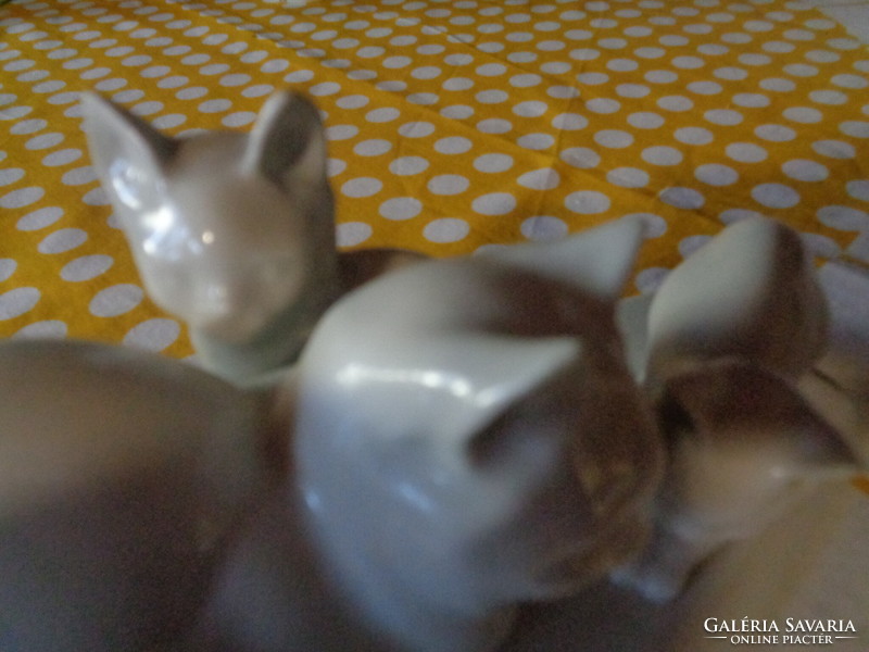 Zsolnay macskák  fehérben , néhány  fül hegy restaurálással
