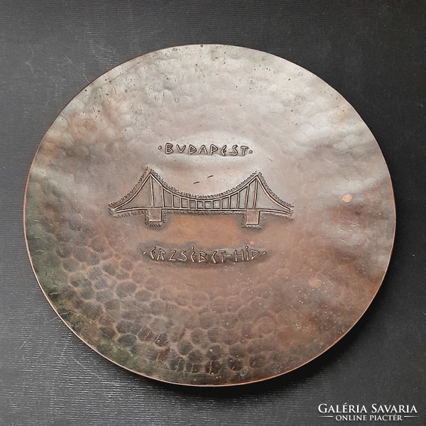 Budapest - Elizabeth Bridge, retro copper bowl, 14.8 cm