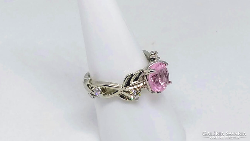 925-S filled silver ring with pink topaz stone size: 7/54 (151)