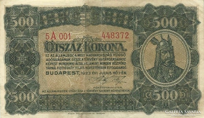 500 korona 1923 Pénzjegynyomda 1.