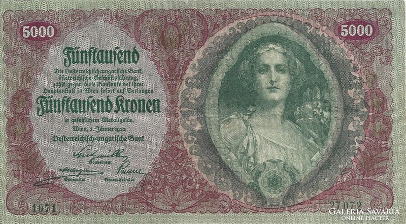 5000 kronen korona 1922 Ausztria
