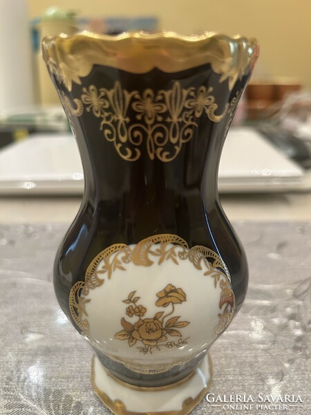 Weimar cobalt vase, hand painted, gilded