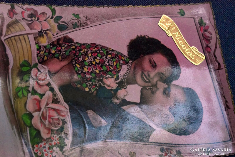Régi nosztalgia fotó képeslap  -   szerelmes pár