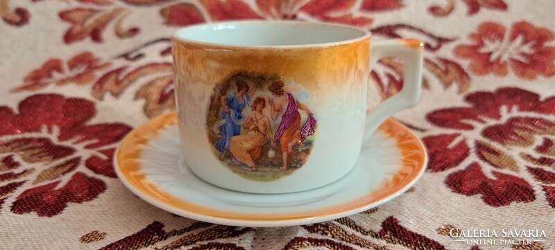 Antique Zsolnay porcelain coffee cup with plate (l4176)