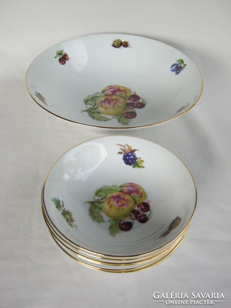 Mz Czechoslovak porcelain 6-person compote set with fruit pattern