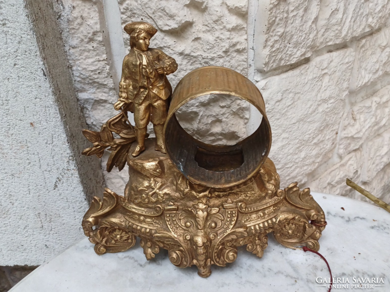 Antique marked sculptural table clock case box made of metal with sculpture, can be French. Bargain price