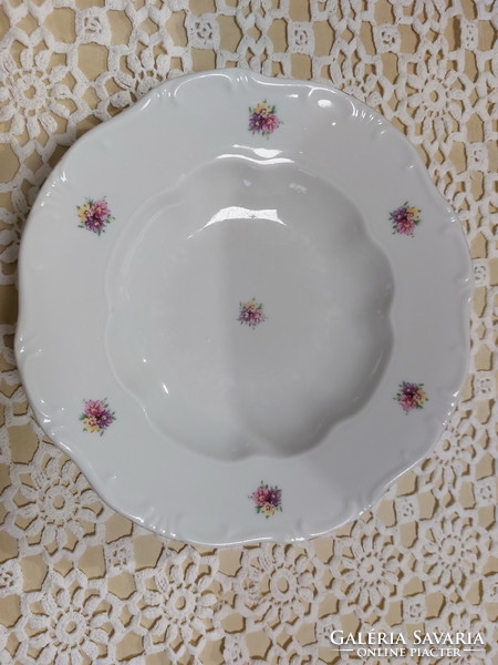 Zsolnay beautiful floral plates, with a golden edge, cookies and deep, flat