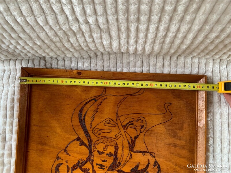 Superman from 1979 engraved on wood in a wooden picture frame, individually handmade