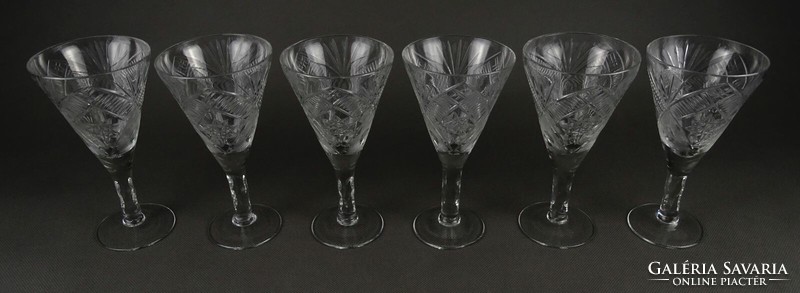 1P186 set of 6 elegant stemmed polished glass glasses