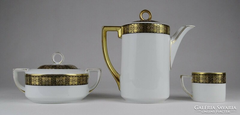 1P114 old marked imperial calais gilt porcelain coffee set