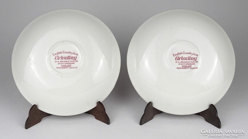 1P116 antique w.H. Grindley English faience plate pair 14.5 Cm