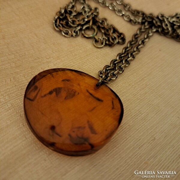 Amber pendant with chain. 3 cm