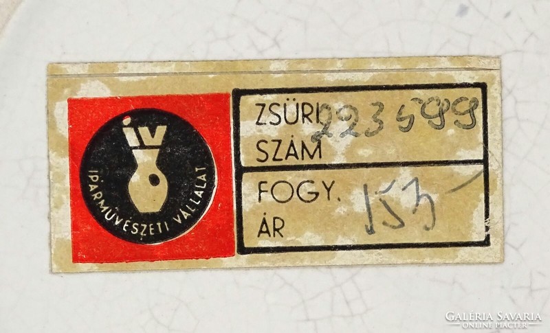1P067 Jelzett nagyméretű poszthabán kerámia falitál 29.5 cm S.J.