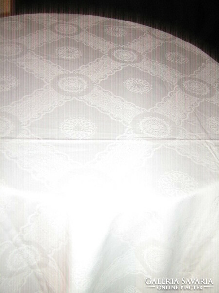 Beautiful huge white damask tablecloth