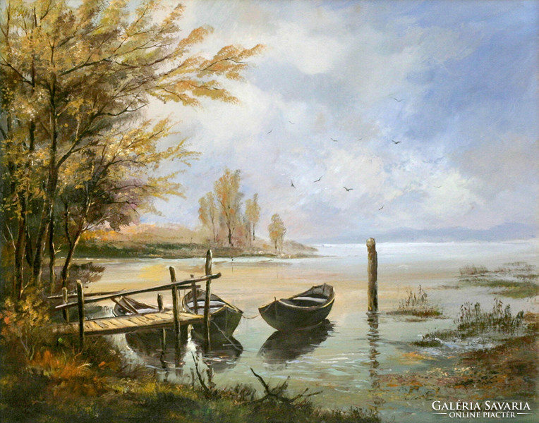 Reinhardt István: Őszi hangulat - keretezve 52x62 cm - alkotás 40x50 cm - 2309/187