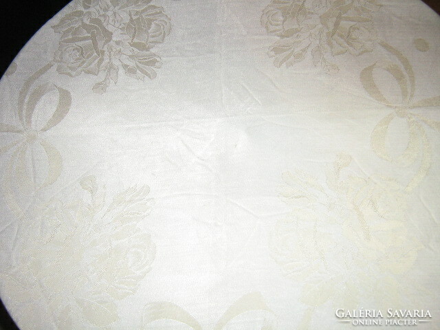 Beautiful rosy vintage damask tablecloth