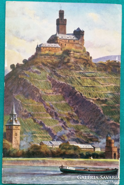 Antique postcard, marksburg, germany, landscape, art, postal clear postcard