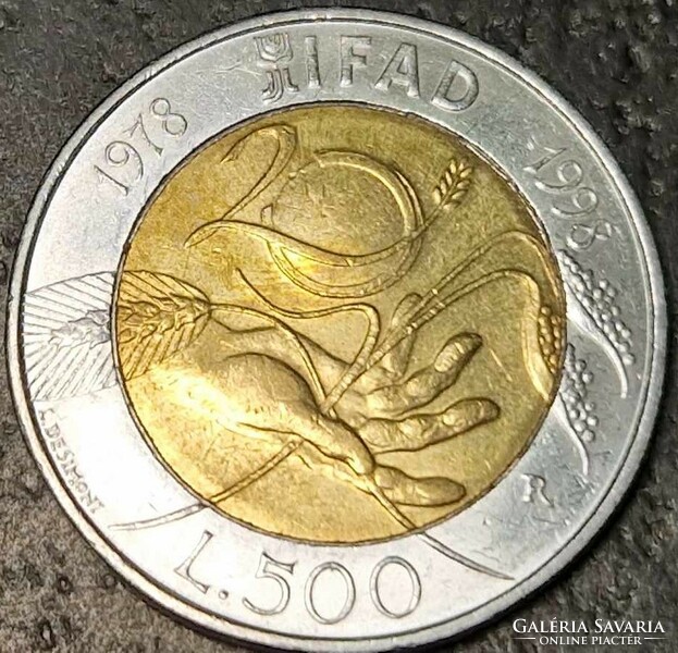 Italy 500 lira, 1998, 20 years of the international agricultural development fund (ifad)