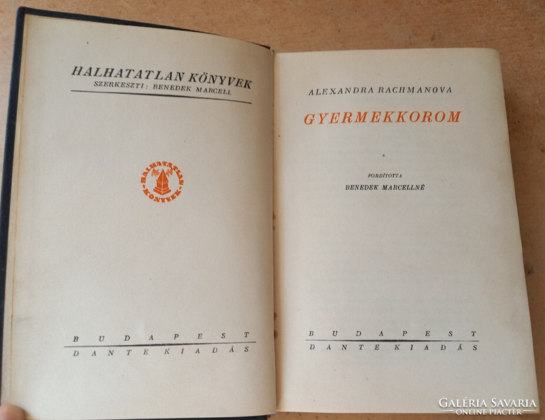1935  DANTE  2 db  bőrkötéses ALEXANDRA   RACHMANOVA : GYERMEKKOROM és IRGALOM  egyben eladó