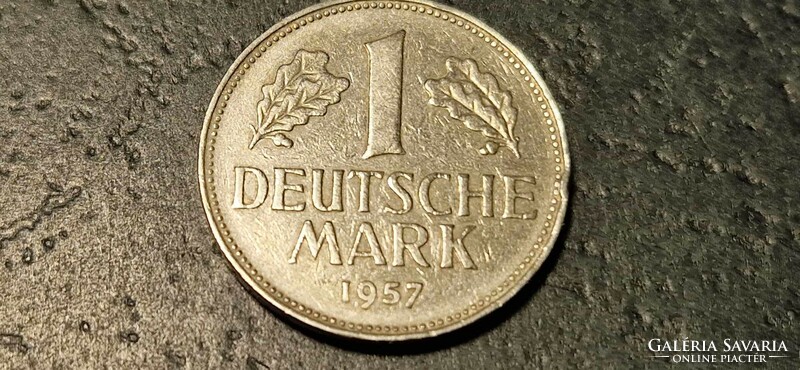 Germany 1 mark, 1957, mintmark 