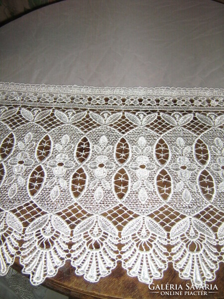 Beautiful vintage white wide lacy luxury curtains