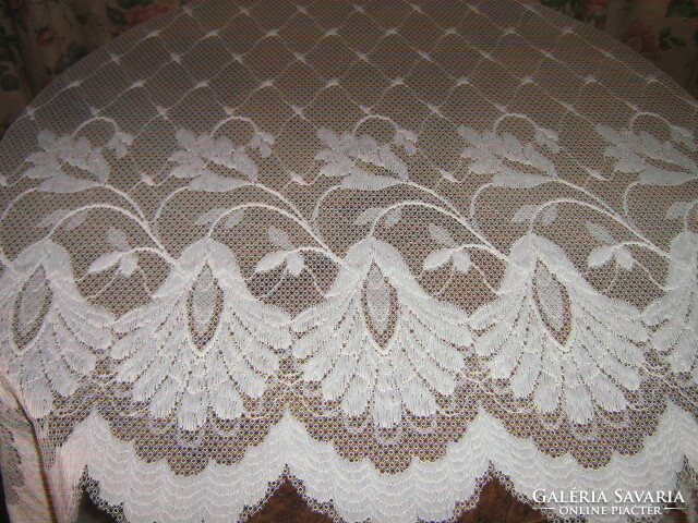 Csodaszép vintage fehér széles bordűrös tüll függöny pár