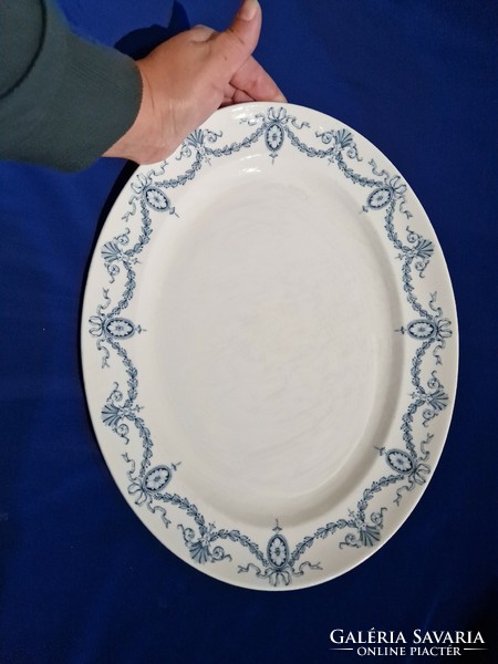 Large size steak bowl with a blue pattern