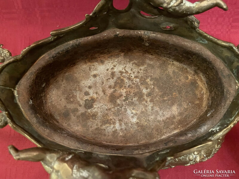 Figural brass neo-rococo serving bowl
