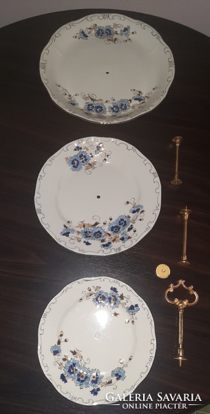 Zsolnay búzavirág mintás kínáló, asztalközép