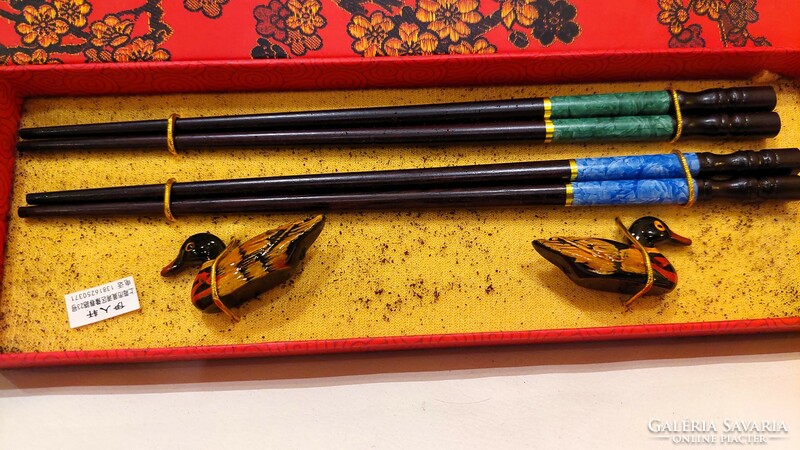 Chinese chopsticks with duck holders, in a gift box