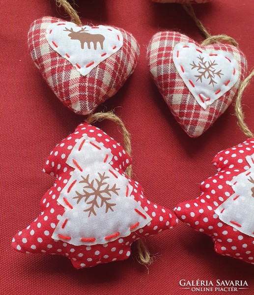 6 Christmas hanging ornaments decoration star heart pine tree
