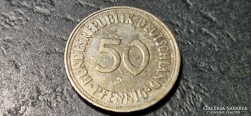 NSZK 50 pfennig, 1950, Verdejel "J" – Hamburg.