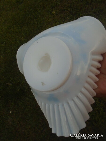 Extremely Rare Seashell Milk Glass Centerpiece Offering 100% Embossed Painting French