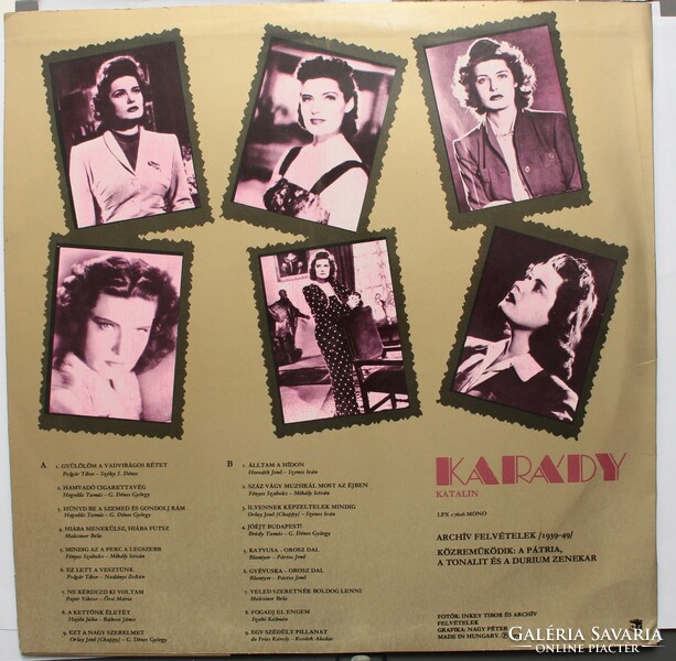 Karády Katalin archív felvételek 1979 - bakelit lemez LP