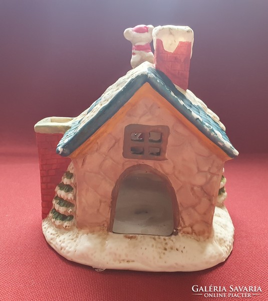 Christmas Santa stone porcelain candle holder cottage house decoration candle village accessory
