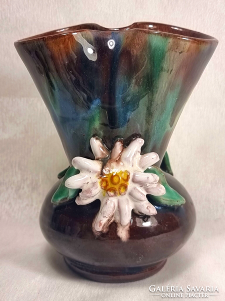 Austria liezen marked 2561 ceramic vase decorated with snow grass on both sides