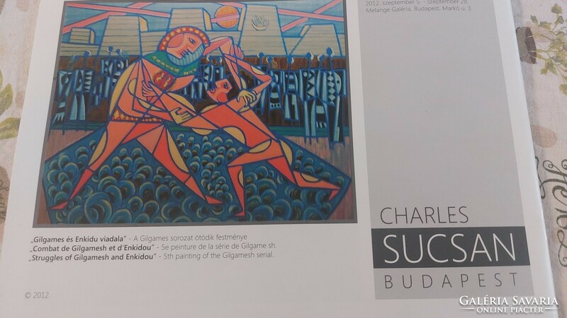 ) Szucsán Károly (Charles Sucsan) absztrakt festménye 66x50 cm kerettelt