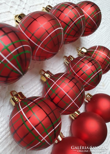 11db karácsonyi műanyag piros gömb dekoráció dísz kellék