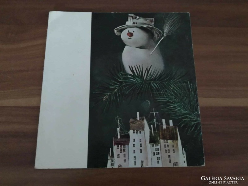 Retro folding Christmas card, drawing: Saxon Endre