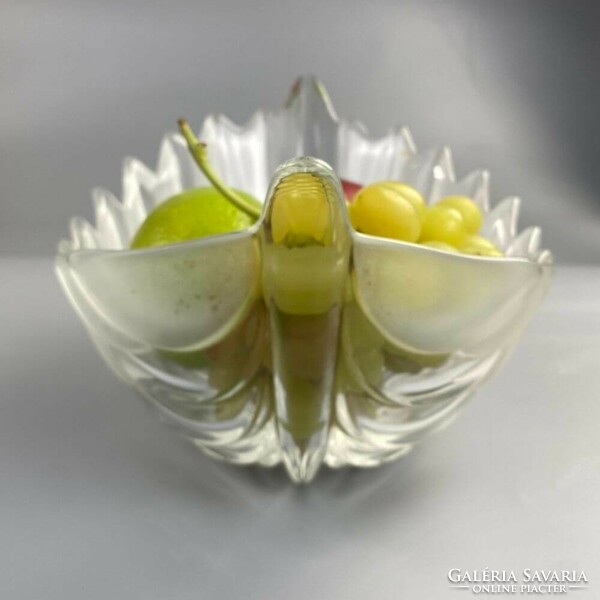 Retro fruit bowl with palm leaves