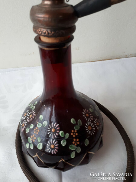 Festett üveg antik vizipipa
