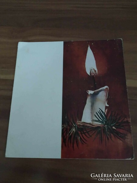 Retro kinyithatós karácsonyi képeslap, rajz: Szász Endre