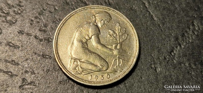 Nsk 50 pfennig, 1950, mint mark 