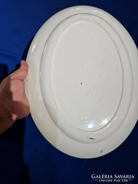 Large size steak bowl with a blue pattern