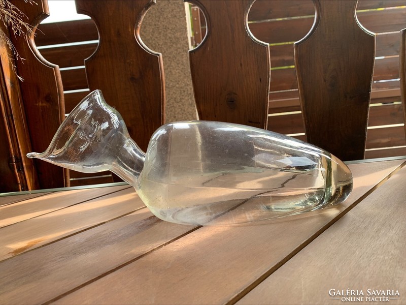 Antik fújt üveg “kacsa”,nők részére vizeletgyűjtő, gyógyászati segédeszköz